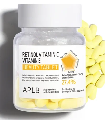 APLB Retinol Vitamin C Vitamin E Beauty Tablet 500mg x 30 Tablets
