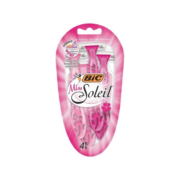 BIC Miss Soleil Colour Collection Triple Blade Razor for Women Pack of 4