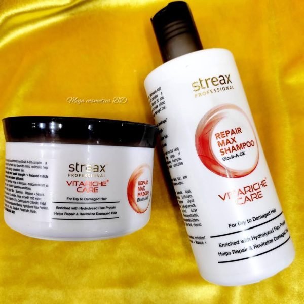 Streax  Professional Vitariche Care  Repair Max  Shampoo & Masque Combo